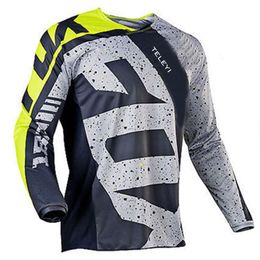 Pajx Men's T-shirts Mens Long Sleeve Motocross Cycling Jersey Fox Teleyi Downhill Mountain Bike Mtb Shirts Offroad Dh Motorcycle Clothing