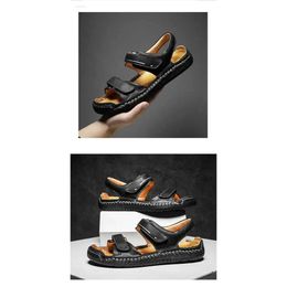 Beach Men's Summer Casual Sandals Leather Soft Bottom Non Slip Collision Avoidance Big Si 5c8