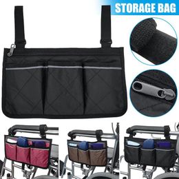 Storage Bags Wheelchair Side Bag Armrest Pouch Organizer Multi-pockets With Reflective Strip Organization