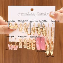 10 Pairs Set Of Delicate Butterfly Pendant Imitation Pearl Design Hoop Earrings Trendy Female Gift For Valentines Day 240511