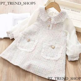 Fashion Autumn Girls Princess Dress Children Bambini Baby Knit Ruffle Collar Wasleve Dresses Abiti da festa Vestidos 5AA 6F4