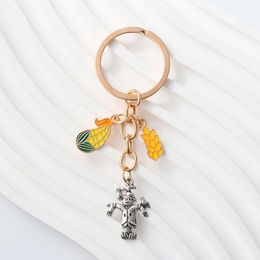 Handmade Fashion Keychains Corn Rice Scarecrow Birds Key Rings For Women Men Farmer Friend Gift Handbag Decoration Jewellery
