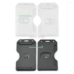 Storage Bags 8 Pcs ID Card Badge Holder 2-Sided Rigid Hard Vertical For Multi Reel Retractable Lanyard Black Clear