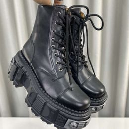 Designer Platform Sneakers Women Ankle Boots Leather Fashion Men Biker Knee Boots 566