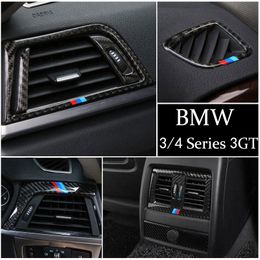 Carbon Fibre Car Stickers Centre Console Outlet Air Conditioning Vent Decorative Cover Frame for BMW 3 4 Series 3GT F30 F31 F32 F34 F36 Kcvw