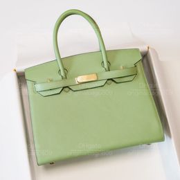 12A 1:1 Top Quality Designer Luxury Tote Bags Pure Hand-made Wax Thread Sewn Real Original Leather Made Green 30cm Gold Buckle Embellished Women's Handbags With Box.