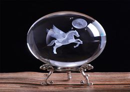 80mm 3D Laser Arts and Crafts Engraved Miniature Pegasus Crystal Ball Crystal Field Craft Glass Home Decoration Ornament Birthday 8802270