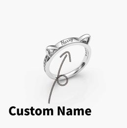 Couple Rings Customized Dog Bone Claw Print Name Ring Personalized Cat Ring Gold Plated Shape Name Ring Animal Lover Finger Ring Jewelry Gifts S2452301