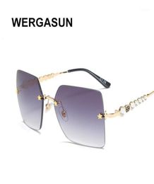 Sunglasses WERGASUN 2021 Oversized Women Square Frameless Sun Glasses Female Men Vintage Mirror Shades Gradient UV40016512301