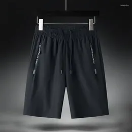 Men's Shorts Ice Silk Pants Summer Thin Quarter Loose Size Quick Drying Available In Black And Grey