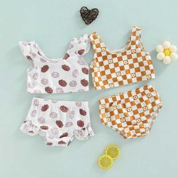 Two-Pieces Two-Pieces Yiiciovy 1-4 year old toddler girl summer cute swimsuit two-piece bikini set baby girl print/solid Colour pattern swimsuit WX5.22