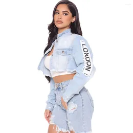 Women's Jackets Jacket Stylewomen's Denim Autumn American Net Red Fashion Letters Print Coat Women Cowboy