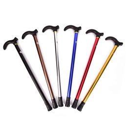 Telescopic Walking Stick Cane Hiking Rubber Tips 6 Grade Alpenstock for Elderly Aluminium Body Climbing Equipment L2405