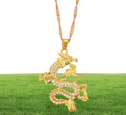 Pendant Necklaces CZ Dragon For Women Men Gold Colour Jewellery Cubic Zirconia Mascot Lucky Symbol Gifts Whole 17464081