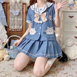 Clothing Sets Kindergarten Jk Uniform Spring Cute Long-sleeved Short-sleeved Sailor Suit Schoolgirls Tie Pleated Skirt Outfit Women