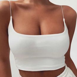 Women's Tanks Camis Womens Summer Tank Top Sleeveless Cotton Bra No Padding Bandeau Bra Tank Top Crop Seamless T-shirt S2452302