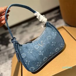 24SS Women's Luxury Handbag Designer Fashion Items Denim Underarm Women's Handbag Shoulder Underarm Solid Color Makeup Bag Purse
