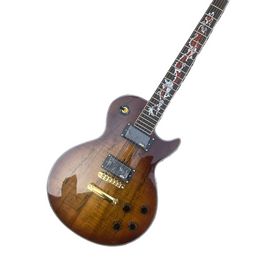 In stock brown LP Custom Electric Guitar rosewood Fingerboard Gold Hardware 2 Pickups Free Shipping