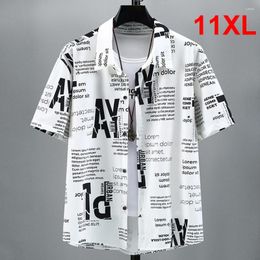 Men's Casual Shirts Summer Shirt Men Plus Size 10XL 11XL Stretch Hip Hop Streetwear Short Sleeve Blouse Big