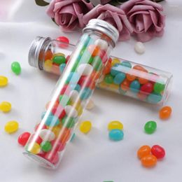 Flat-Bottomed Plastic Clear Test Tubes With Screw Caps Candy Cosmetic Travel Lotion Containers For Beans Party Decor