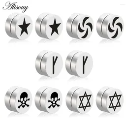 Stud Earrings Alisouy 2pcs Mens Earring Set Stainless Steel Circle Magnetic Clip Magnet Fake Plugs No Piercing Women Jewellery