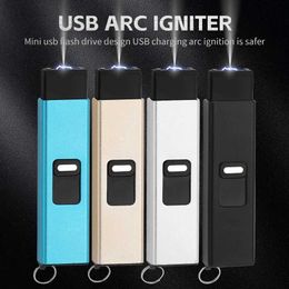 Lighters Portable pulse single arc flameless and windproof plasma USB charging metal lamp for mens creative selection of small tools Q240522