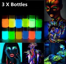 Whole3pcs 25g Glowing Face Body Paint Glow In The Dark 12 Colors Lumious UV Acrylic Paints for Party amp Halloween Body Mak2845431