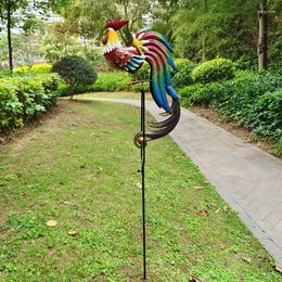 Garden Decorations Metal Rocking Rooster Wind Spinner - Durable Outdoor Kinetic Sculpture For Decor Easy-to-Install Lawn Ornament A