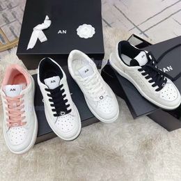 Luxury casual shoe designer lambskin leather Women sports shoes white running shoes flat bottomed casual shoes lace up basketball shoes breathable perforated