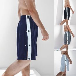 Men's Shorts Mens Casual Summer Patchwork Elastic Waist Loose Short Pants With Side Buttons And Pockets Sports Jogging Gym