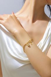 Link Bracelets Fashion Gold Plated Stainless Steel Key Lock Pendant Bracelet For Women Couple