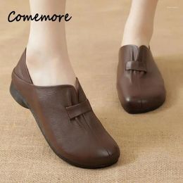 Casual Shoes Comemore Comfort Flat Elderly Slip-on Footwear Female Loafers 2024 Trend Women Spring Soft Leather Flats Zapatos
