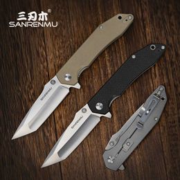 Camping Hunting Knives SANRENMU Outdoor Pocket Folding Knife 12C27 Blade G10 Handle Camping Hunting Survival Rescue EDC Tool Knife SRM 9001/9002 Q240522
