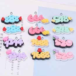 Charms 10Pcs Valentine's Day Cute Digital Flatback Resin Cabochon Scrapbooking For Phone Decoration DIY Jewelry Making Accessories