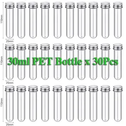 Lab 30ml PET Test Tube Bottle Transparent Cylindrical Plastic Refillable For Mask Candy Data Line 25 110mm