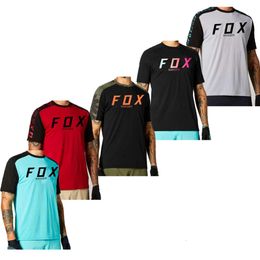 Q2br Men's T-shirts Summer Short Sleeved Ranger Fox Mountain Cycling Sweatshirt Downhill Motorcycle Yue t Sports Shirt