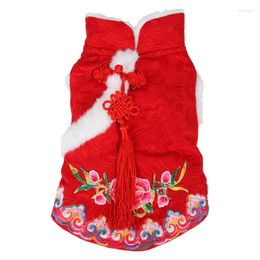 Dog Apparel Chinese Year Outfit Winter Clothes Pet Clothing Tang Suit Spring Festival Costume Coat Jacket Cheongsam Dropship