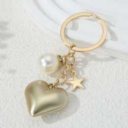 Big Hearts Key Chains Gold Sier Love Snowflake Pearl Star Pendants For Women Girls Birthday Gift Handamde Jewelry