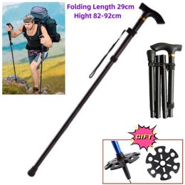 Hiking Camping Mountaineering Walking Stick Telescopic Baton Trekking Poles Folding Cane Crutches Pole Unisex L2405