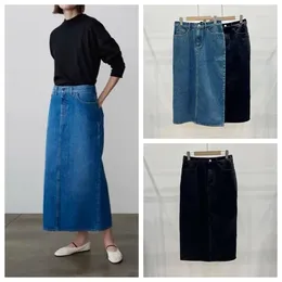 Skirts 2024 Early Autumn Straight Hip-hugging Skirt With Back Slit Cotton Denim