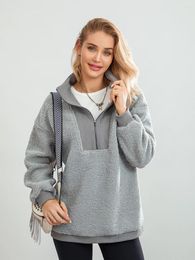 Women's Hoodies Women Fuzzy Fleece Sweatshirts Half Zipper Fashion Pullovers Casual Fall Long Sleeve Tops Autumn Streetwear