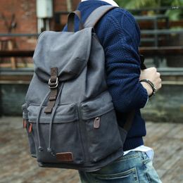 Backpack Men's Canvas Business Vintage Computer Notebook Drawstring Mochilas Large Capacity Bag For College Youth