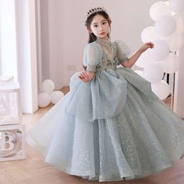 2023 Prom Dress for Elegant Girl Infant Sequined Maxi Ball Gown Kids Piano Performance Costumes Children Girls Partywear L2405