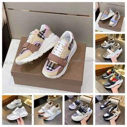 Berry Shoes Genuine Leather Vintage Classic Plaid Sneakers Berry Stripe Shoes Fashion Trainer Men Women Sneakers Sports Shoes 8386