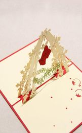 Laser Cut Party Invitations Handmade Greeting Cards 3D Christmas Bells Postcard Gift Decor Festive Supplies3085268