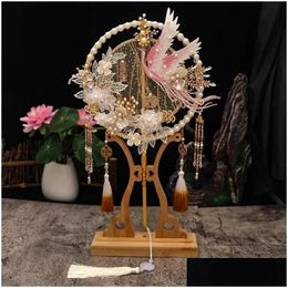 Decorative Objects Figurines Vintage Chinese Fan For Women Hand Held Diy Handmade Accessories Room Decor 2024 Drop Delivery Home Garde Dh1Ib