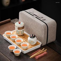 Teaware Sets Outdoor Camping Travel Tea Set Suit Teapot Ceramic Tray Portable National Fashion Gift