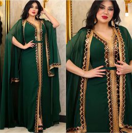 Ethnic Clothing Abayas For Women Dubai 2024 Elegant Muslim Dress 2 Piece Set Chiffon Cloak Sleeve Kaftan Plus Size Party Sequin Robes