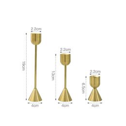 Titulares de velas Conjunto de 3 cônicos de castelas de castelas de latão para a tabela de entrega de partido de mantel decoração de jardim home dhhfa