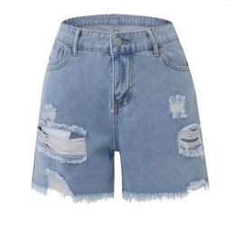 Jeans femminile 2024 Shorts estivi Donne Donne strappata Hole Single a petto in denim in denim High Waist Streetwear Sexy Short For